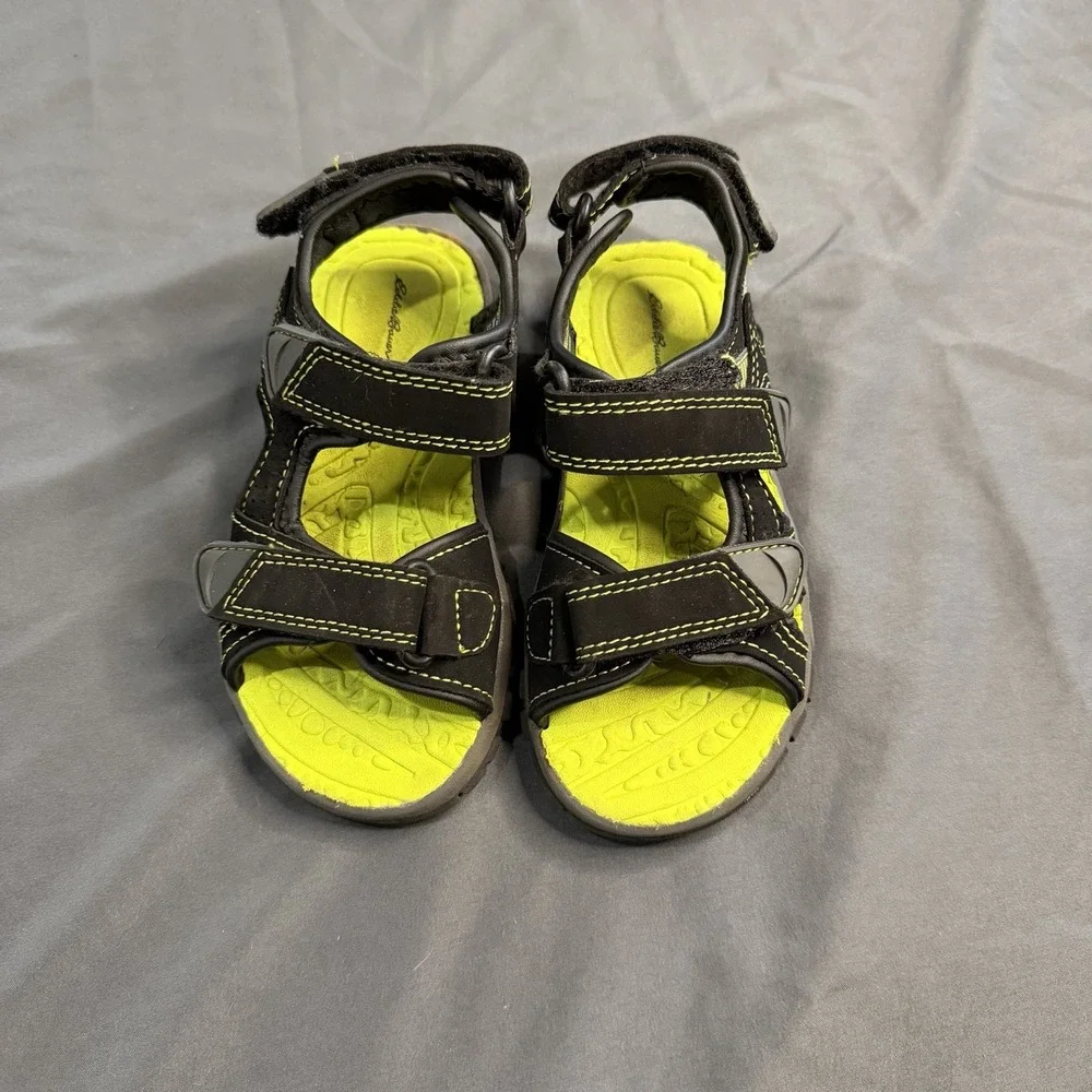 Eddie Bauer Boys Size 11 Lime/Black Strap Water Summer Play‎ Hike Sandals Adjust